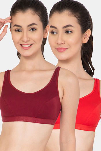 Buy Lady Lyka Cotton Sports Bra(Pack of 2) - Multicolor
